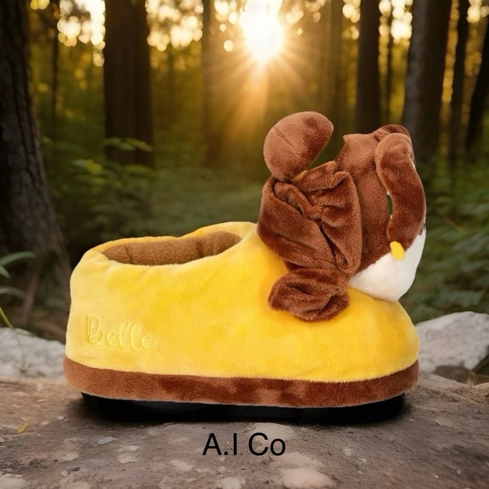 Disney Princess Belle Beauty & Beast 3D Slippers Kids Size 11/12 NEW Cozy - Picture 3 of 6